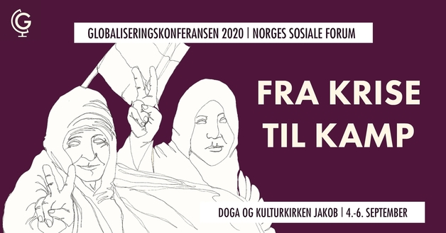 Plaktat for konferansen med to arabiske kvinner demonstrer